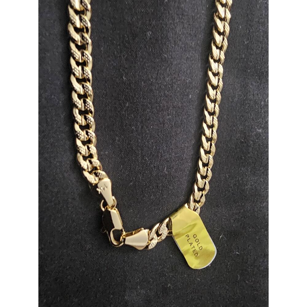 20inch/5mm 14k Gold Plated over brass double sided-Cuban Link Chain Necklace